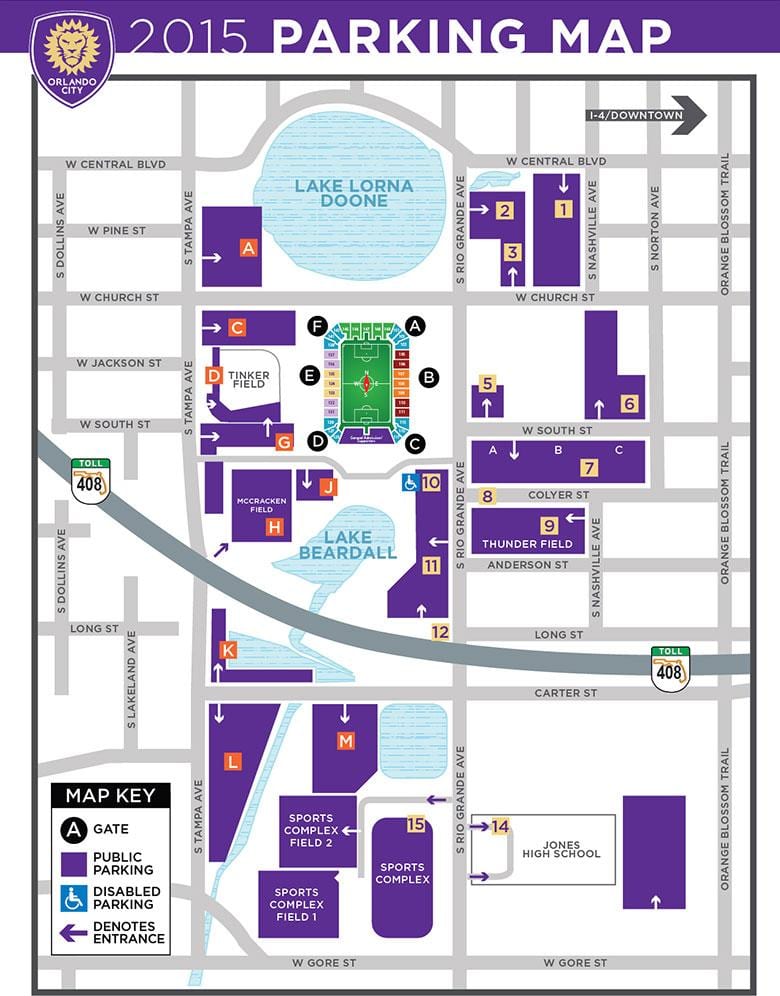 Citrus Bowl parkeerplaats kaart