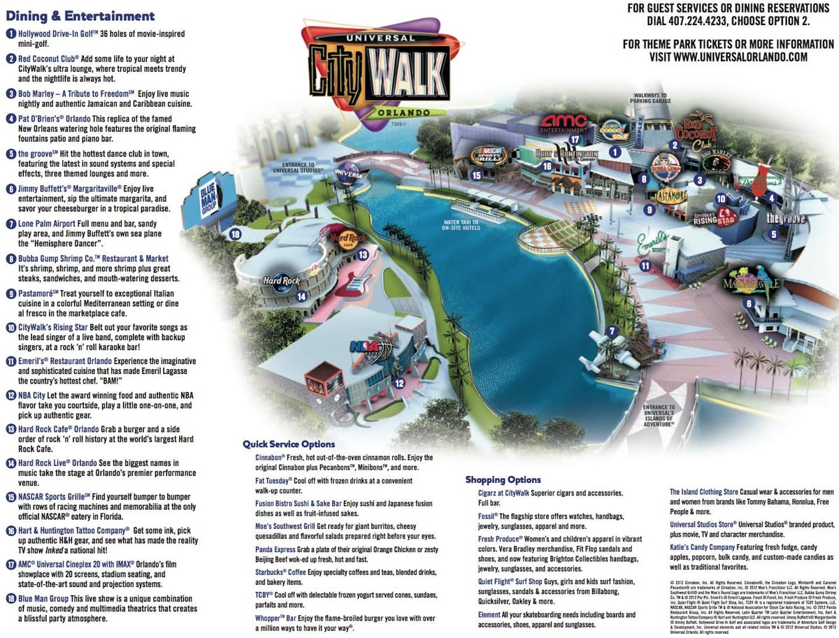 Universal citywalk Orlando-kaart