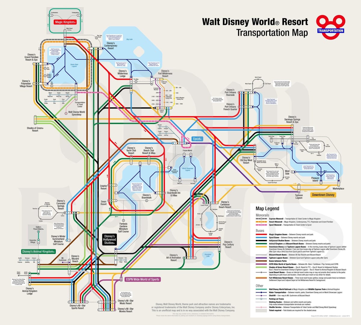 kaart van Disney World monorail