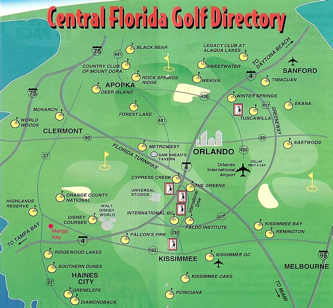 kaart van Orlando golfbanen