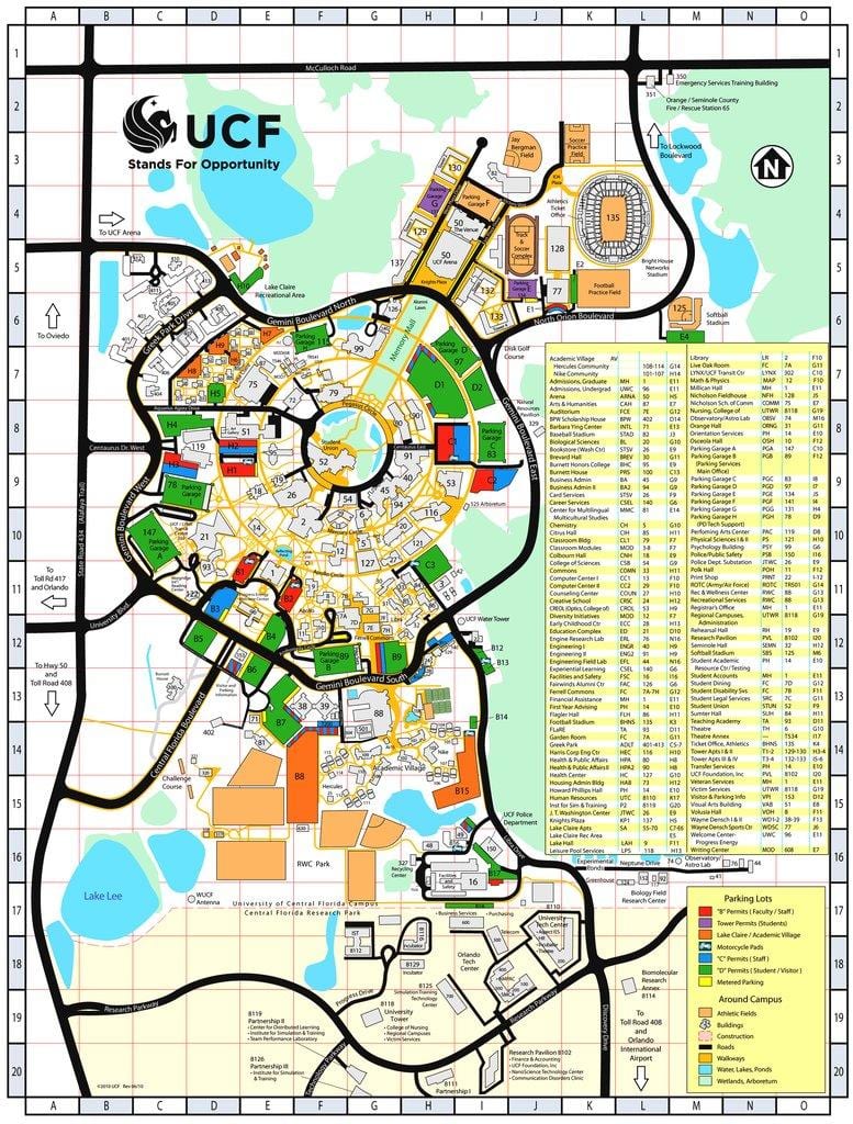 kaart van de universiteit van central Florida