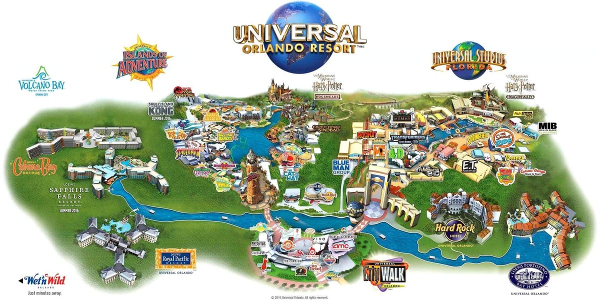 kaart van Universal Orlando